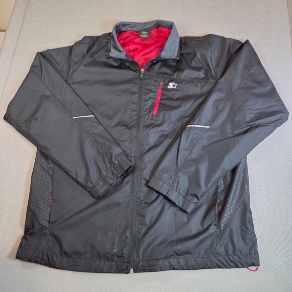 Starter Lightweight Windbreaker Jacket Gray Red Mesh L 42-44 Full Zip - Picture 1 of 14